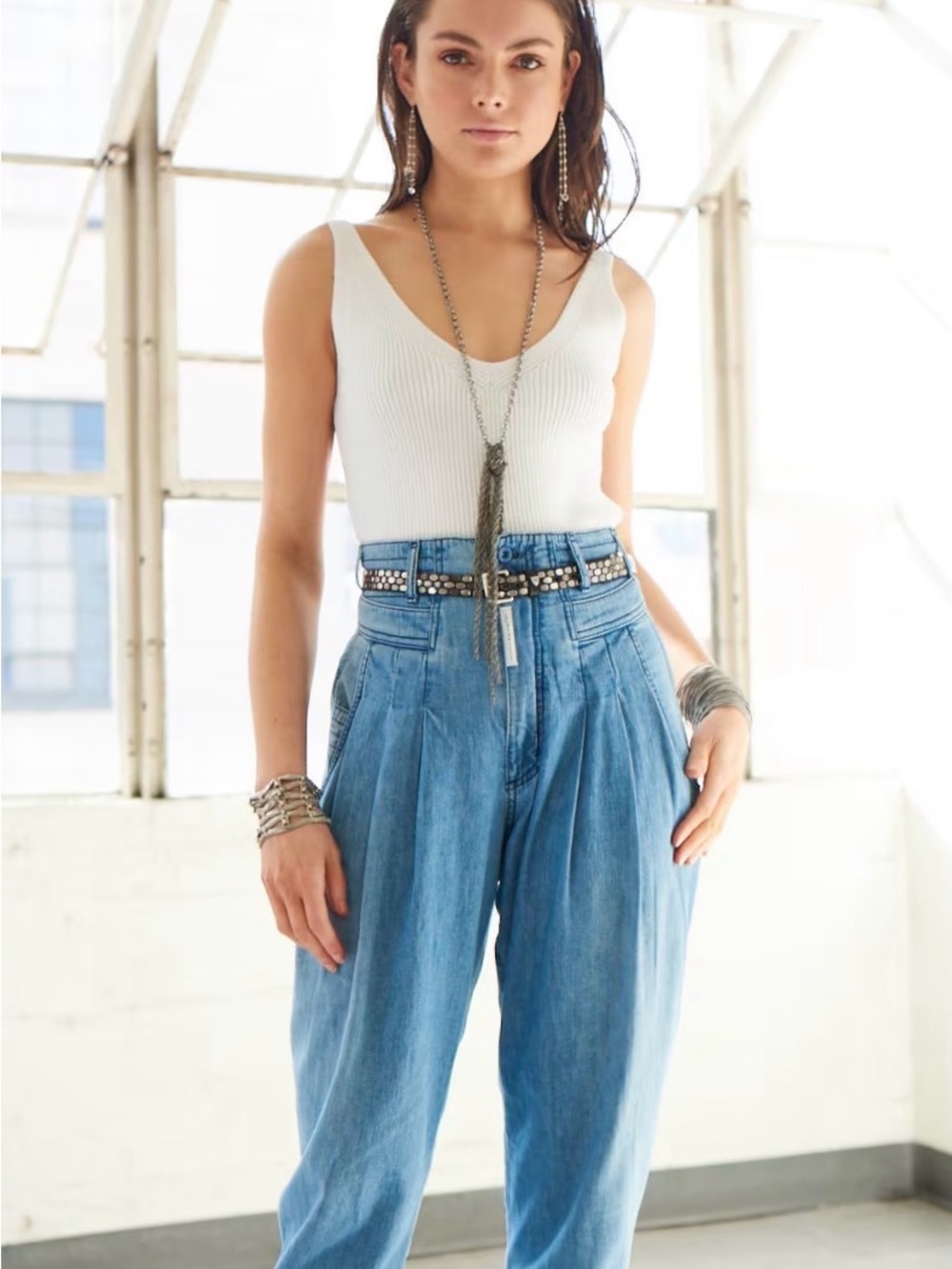 y2k Z Cavaricci High Rise Pleated Tapered Ankle Zipper Jeans 28 Bullocks NWT